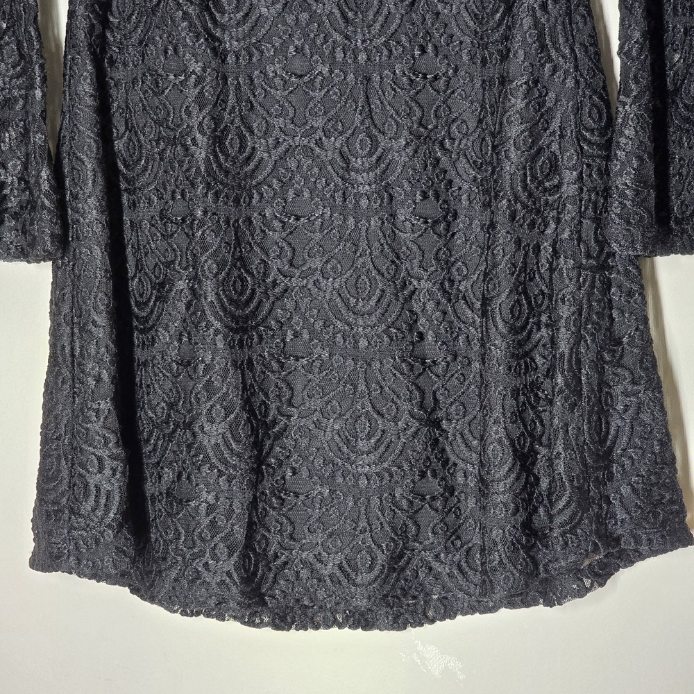 Womens Lace Flared Sleeve Dress Size 10 Whimsigoth Fairy Grunge Dark Feminine - Picture 3 of 6
